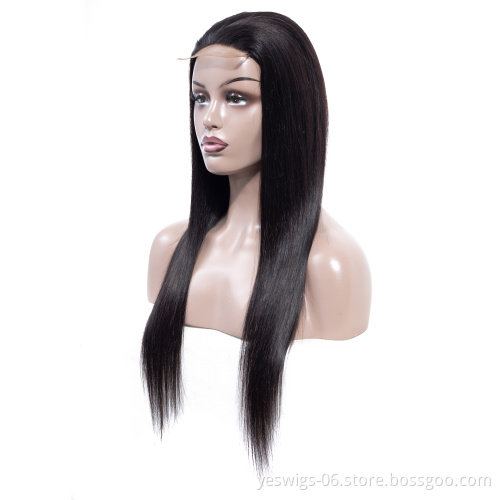 Factory Supplier 4X4 HD Lace Closure Human Hair Wigs For Black Women  Peruvian Glueless Natural Straight Human Hair Wig In Stock